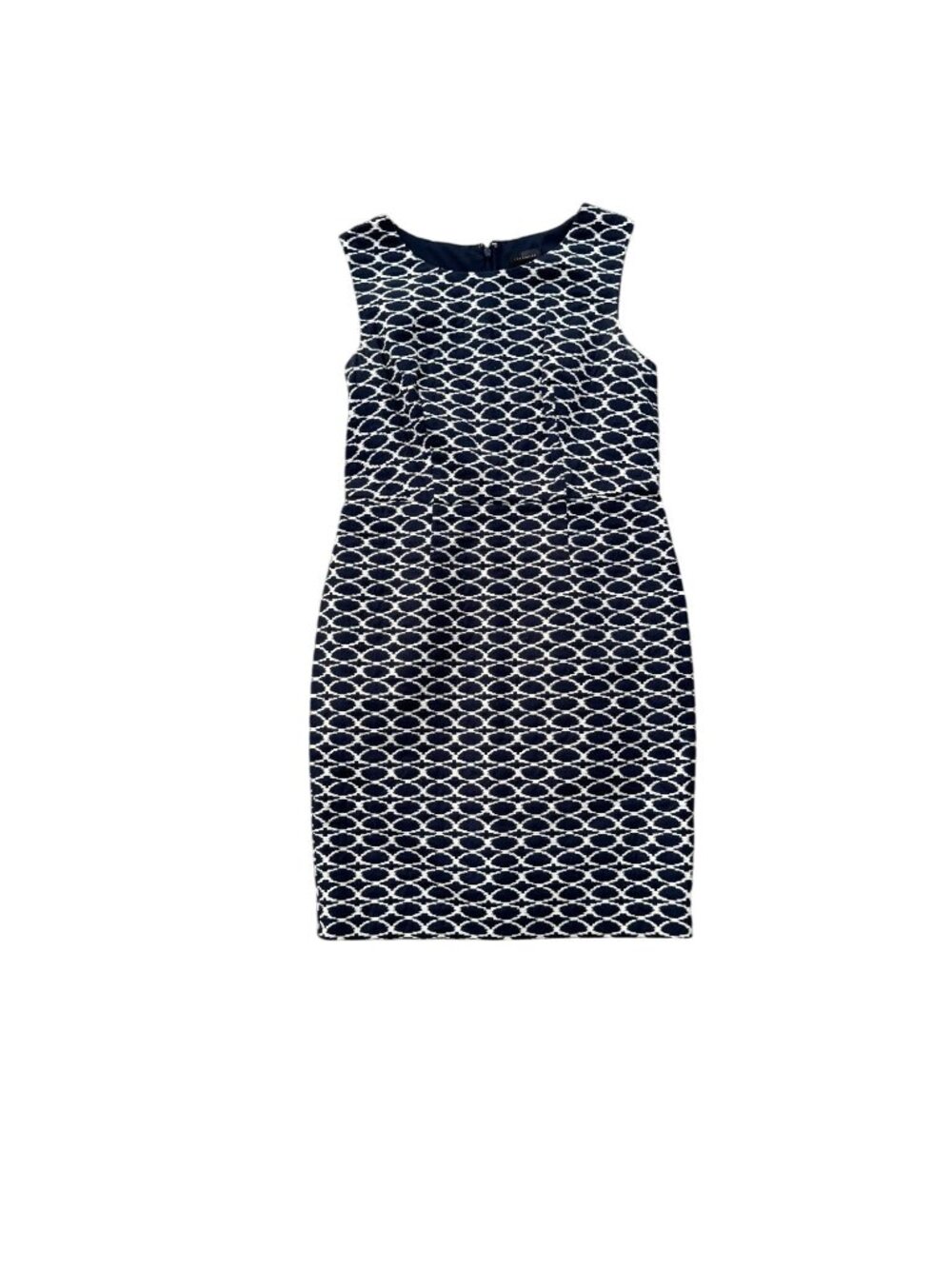 The Limited Womens Sleeveless Sheath Dress Navy & White Pattern Size 10 Zip Back